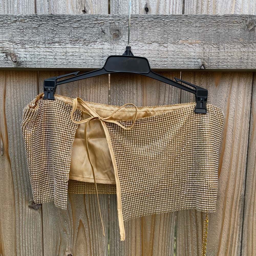 One size, rhinestone chain crop top